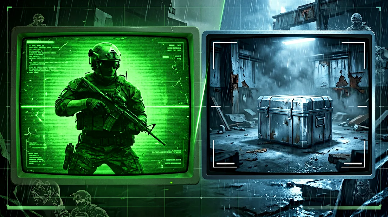 A tactical split-screen comparing a vintage green codec interface with a modern, high-resolution digital camera viewfinder locking onto intel.