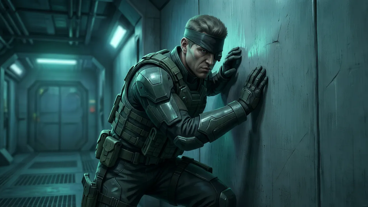 Soldier's suit changing colour to match a wall surface